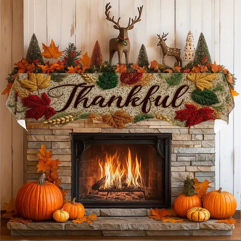 Fall Mantel Scarf Harvest Maple Leaf Fireplace Top Runner