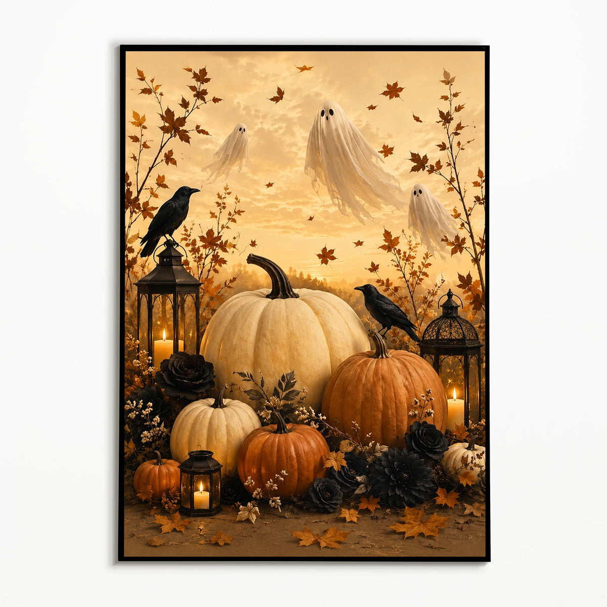 1PC Vintage Black Cat Pumpkin Poster