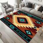 Living Room Rug Indian Tribal Geometric Theme Carpet