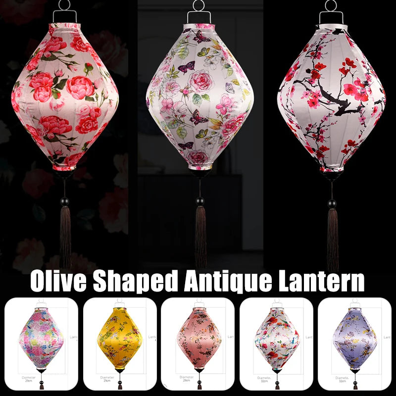 Chinese Floral Pattern Silk Lantern