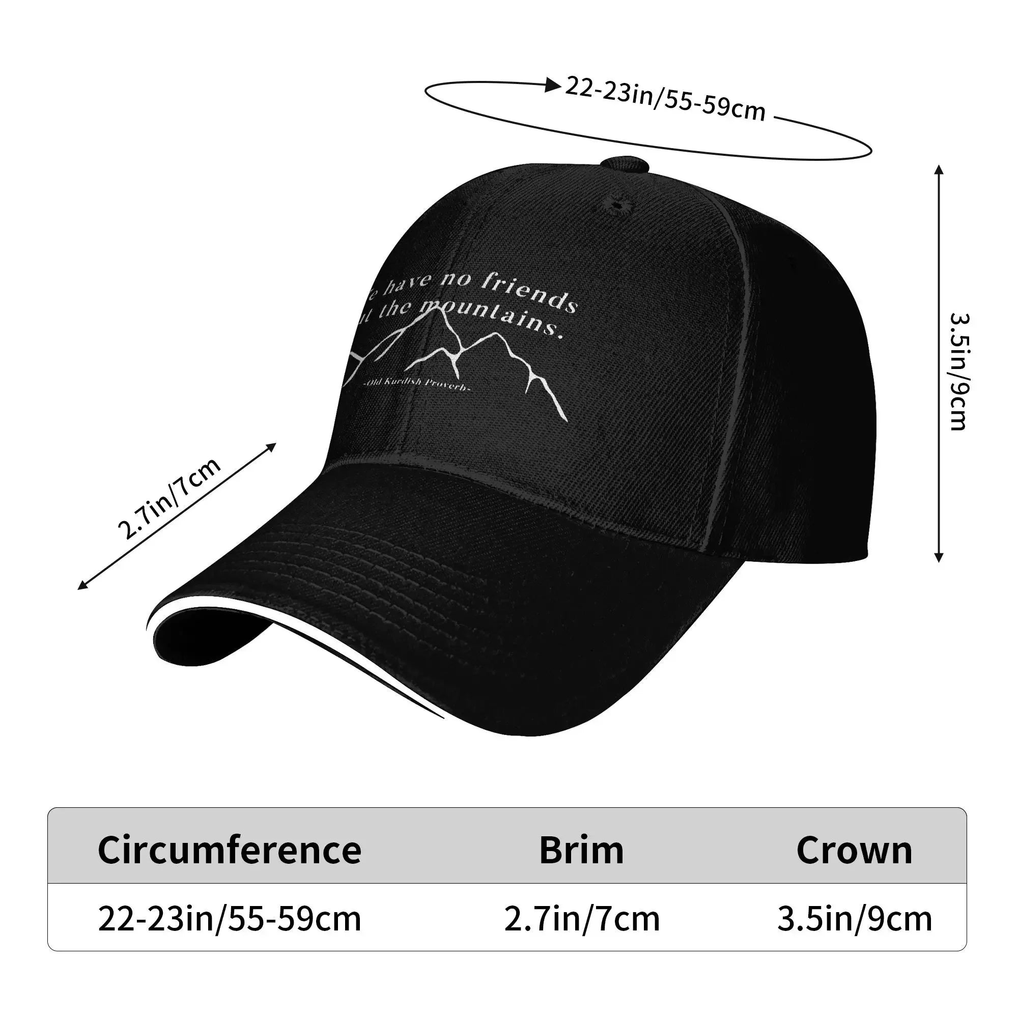 Kurdistan We have no friends but the mountains Baseball Cap