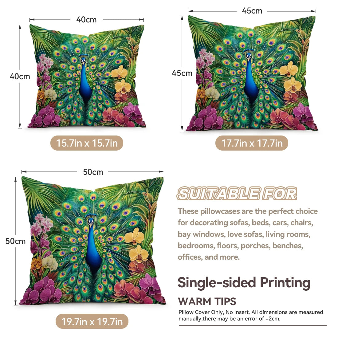 Peacock Cushions Pillowcase