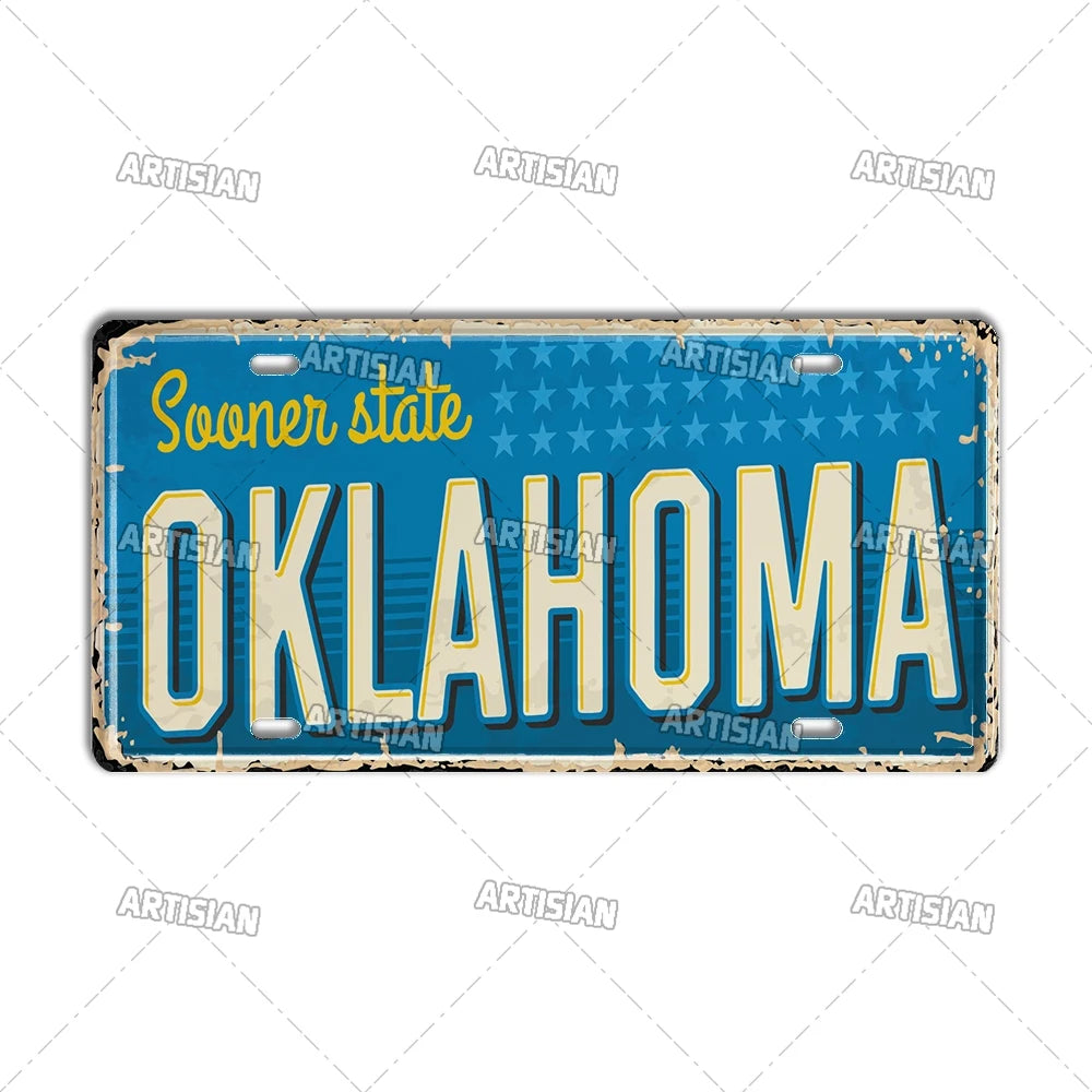USA License Plate Landmark Metal