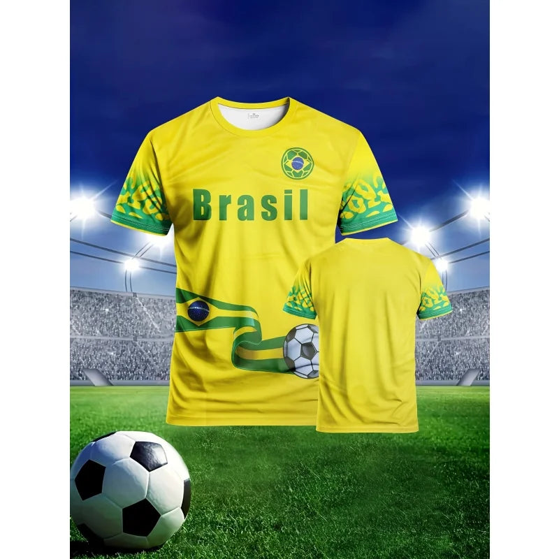 Brazil Football Pattern Tee Shirt