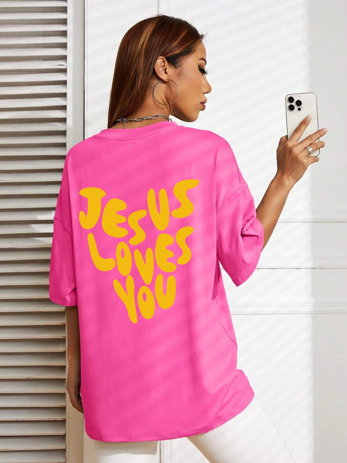 Jesus Loves Me Letter Female Cotton T-Shirts