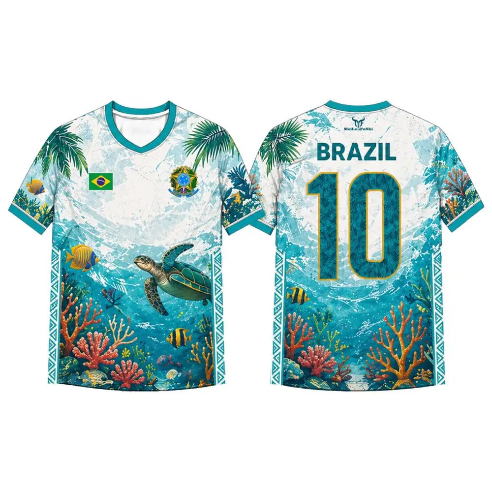 Brazil Flag Printed Jersey Tee Shirt