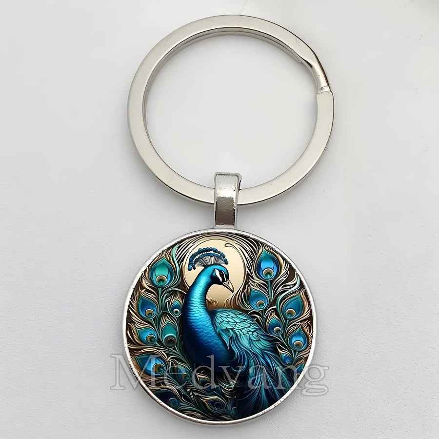 Beautiful Colorful Peacock Keychain