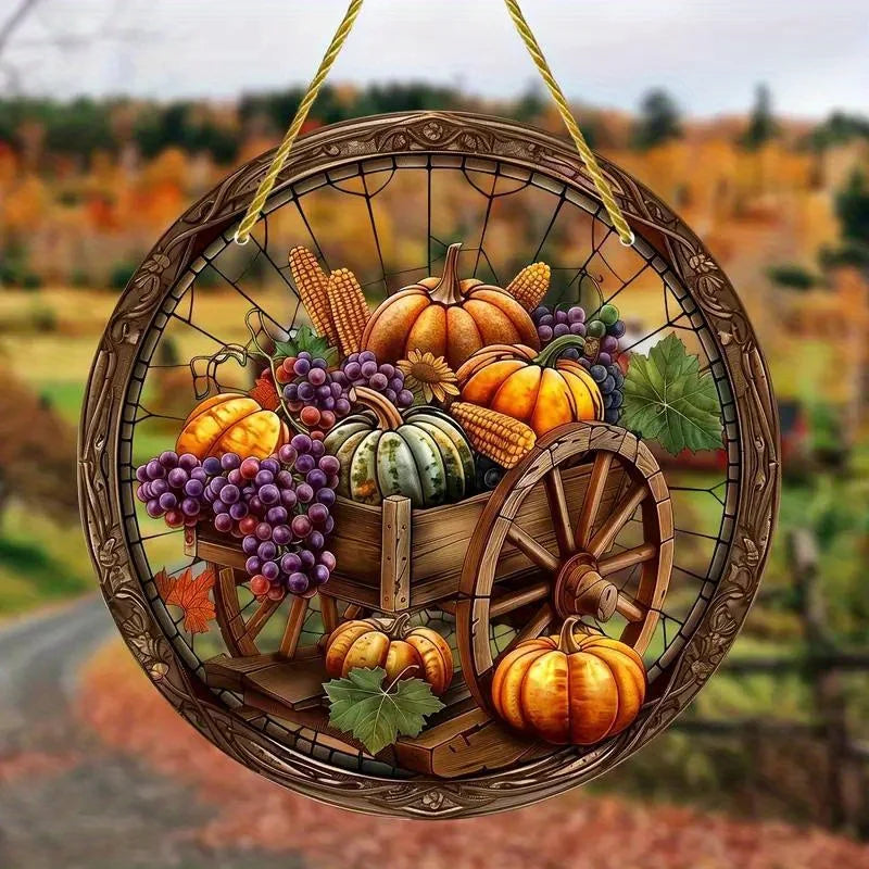 Vibrant Fall Pumpkin Acrylic Window Hanging Sun Catcher