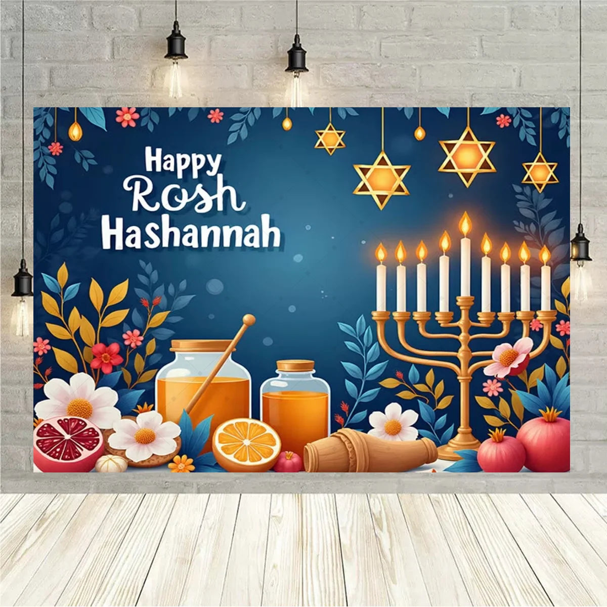 Happy Rosh Hashanah Backdrop Jewish New Year