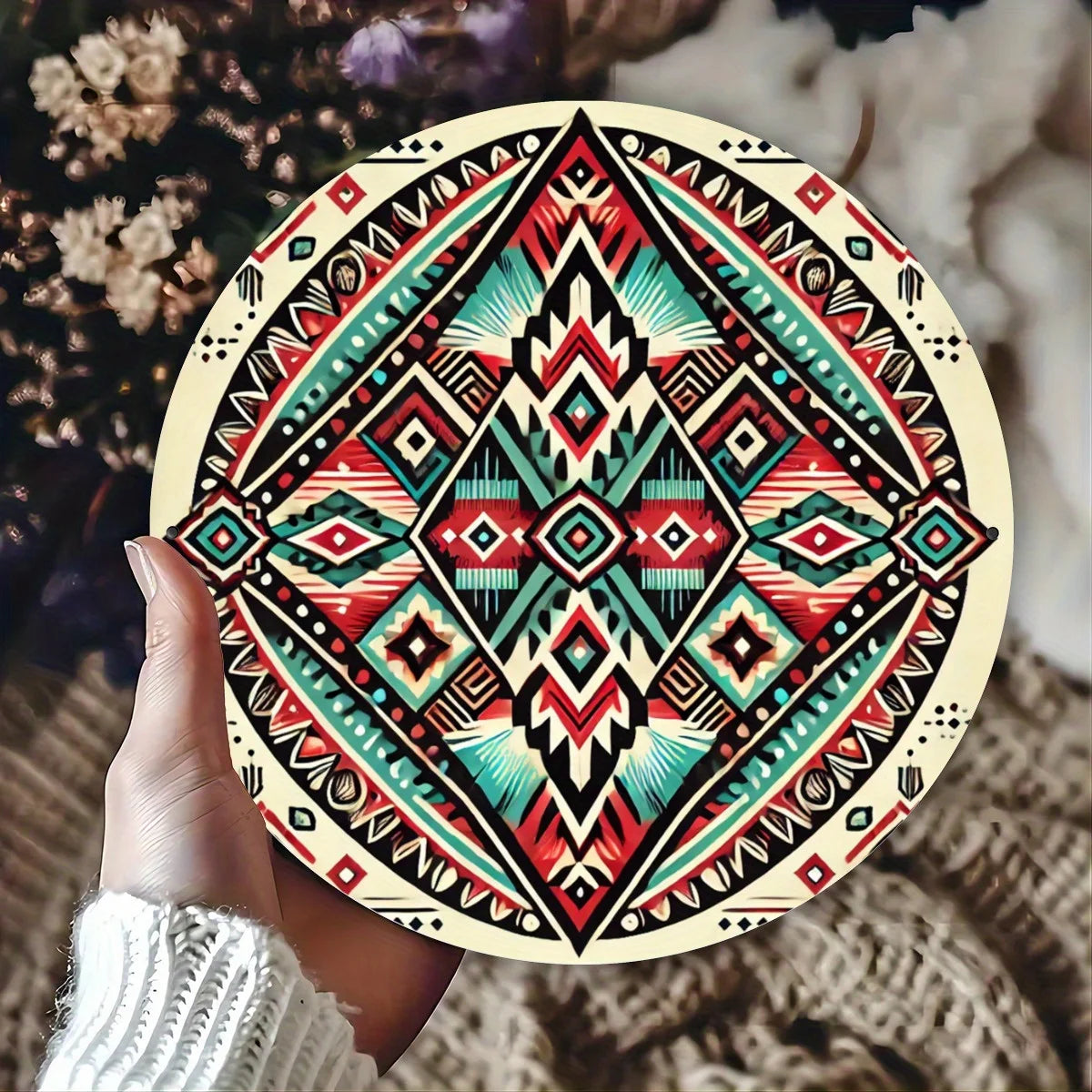 Southwest Native American Tribal Geometric Metal Sign
