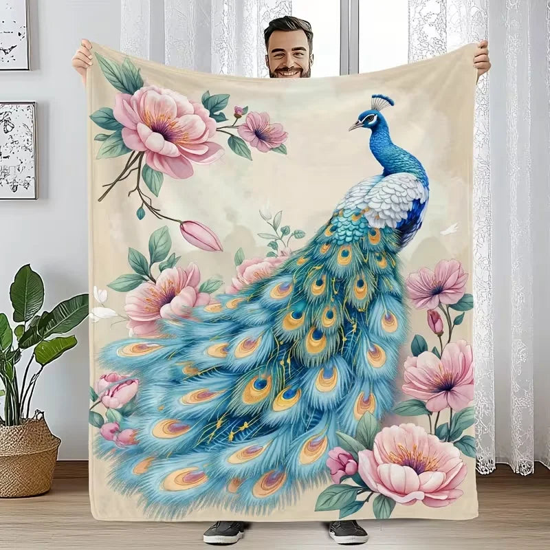 Peacock Watercolor Throw
