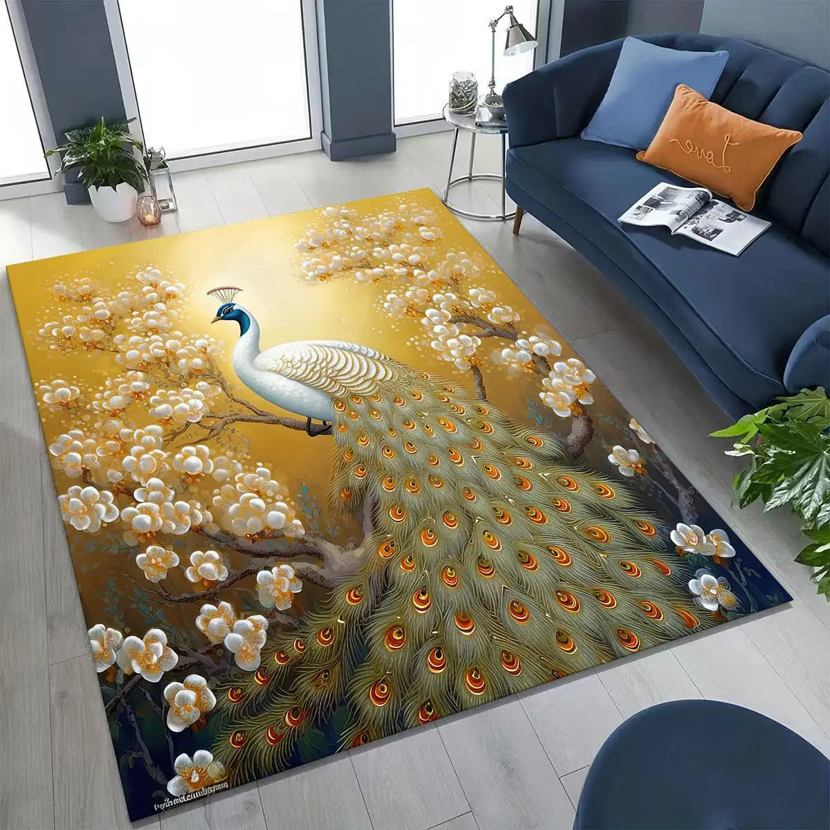 Colorful Peacock Birds Rug
