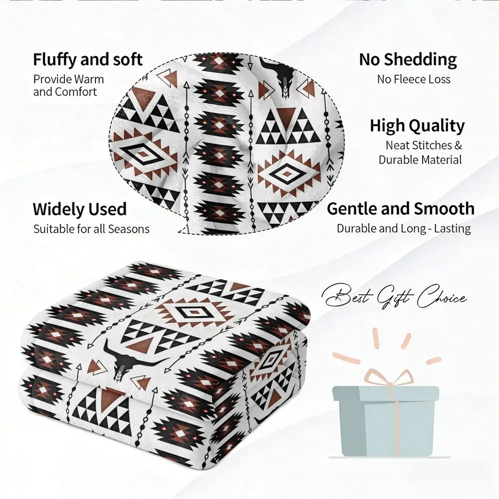 Southwestern Geometric Flannel Blanket Native American
