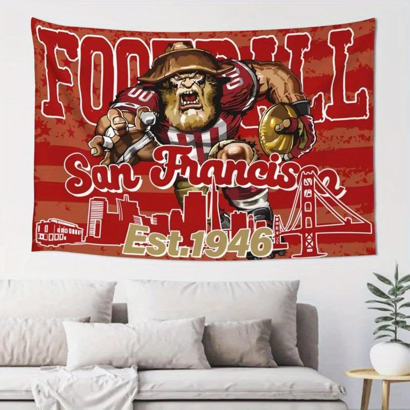 VIKAMA Fan Cave Tapestry with San Francisco 49ers Football Wall Decor