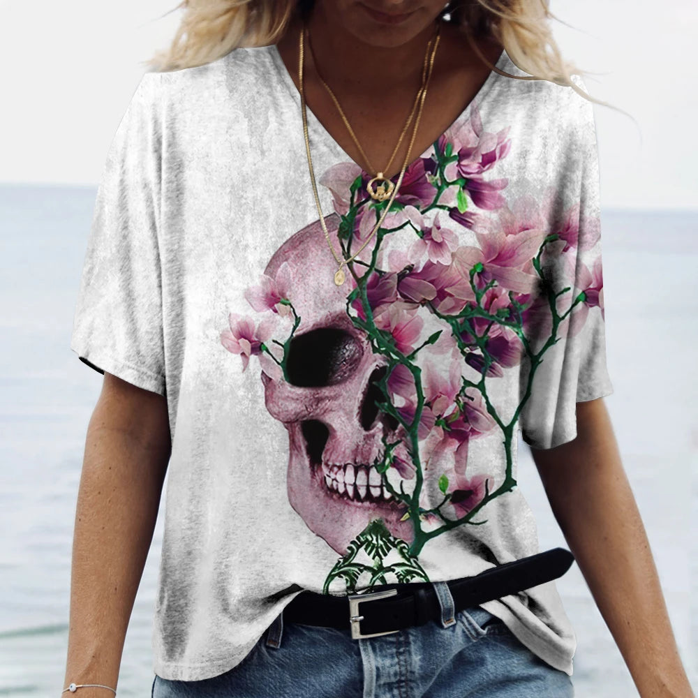 Skulls T-shirt Women's Short Sleeve, Day of the Dead