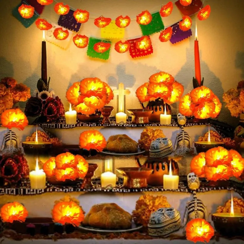 LED Orange Lights Day of The Dead, Halloween, and Diwali