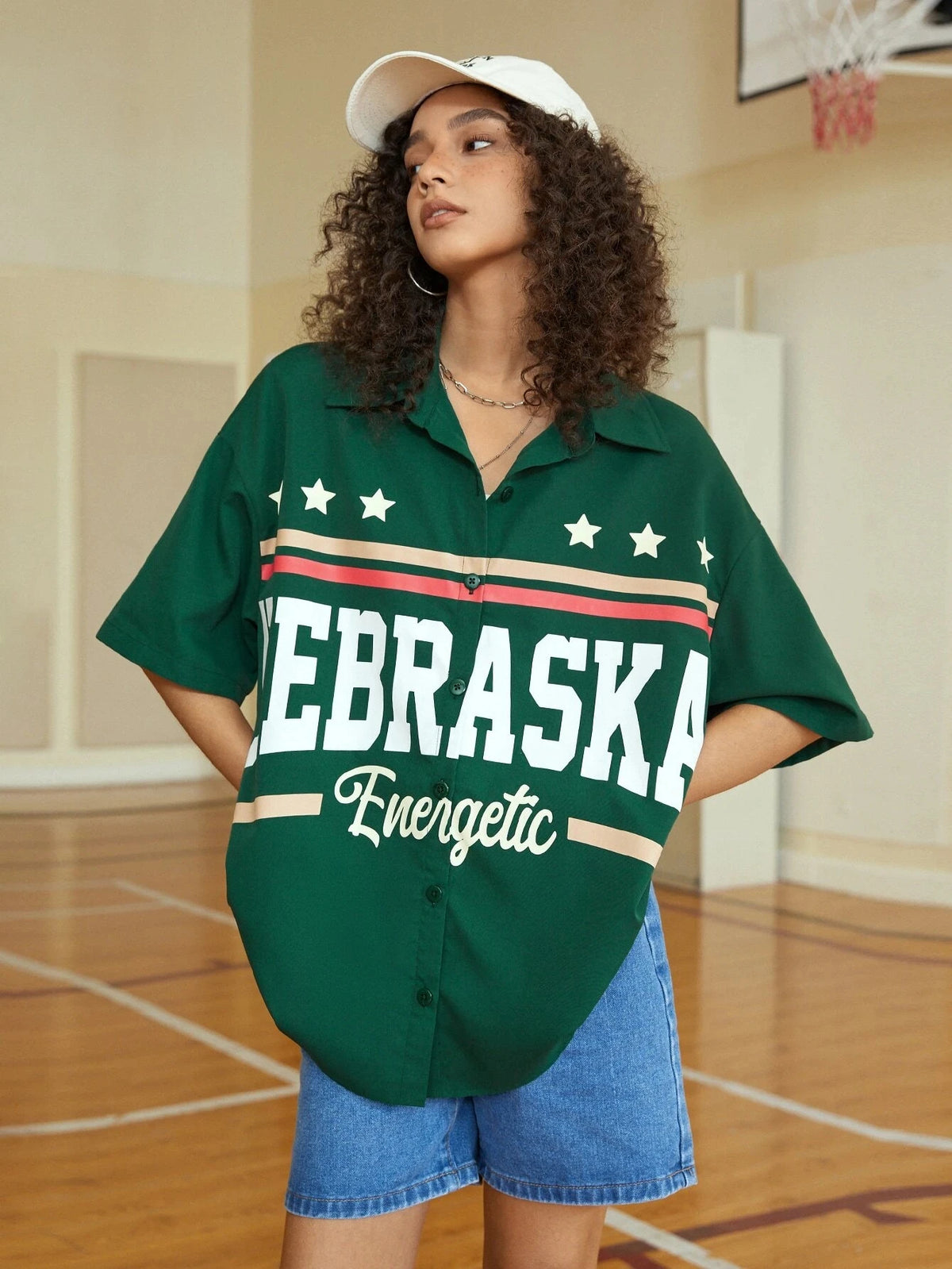 Nebraska Energetic  Green Blouse Streetwear