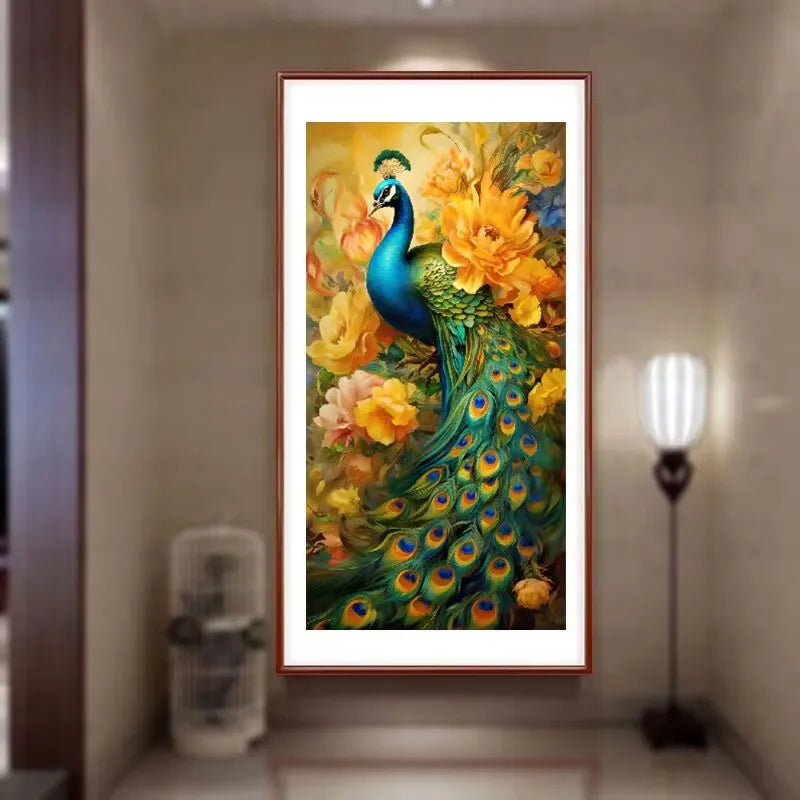 Yellow Peacocks Embroidery DIY Kit