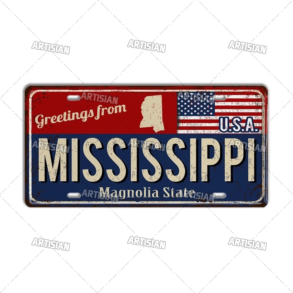 Greeting from USA States Landmark License Plate