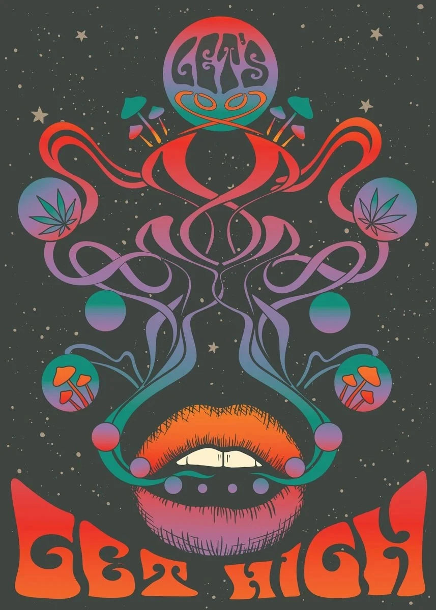 Bohemian Psychedelic 70s Poster Wall Art Canvas