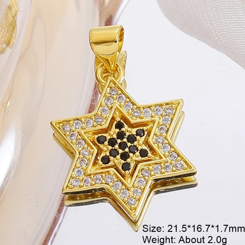 Gold Plated Handmade Colorful Star Of David Charms
