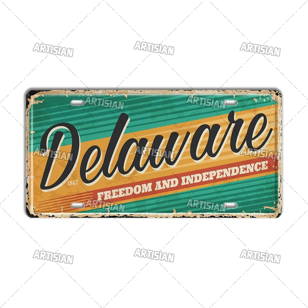 USA License Plate Landmark Metal