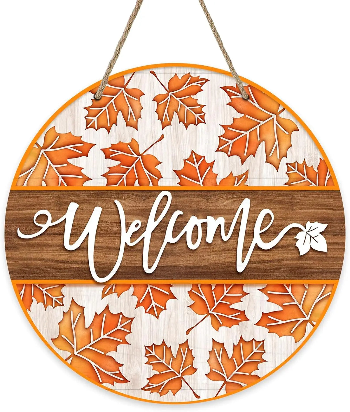 Hello Autumn Maple Leaf Pumpkin Sign