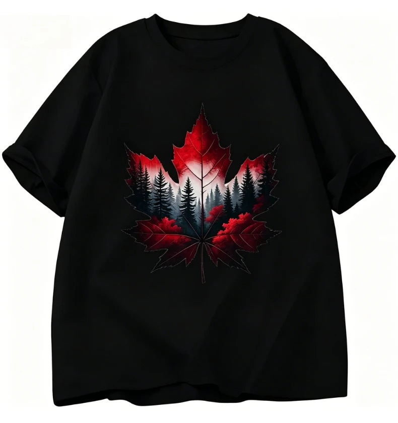 Canada Maple Leaf Print Short Sleeve T-shirt
