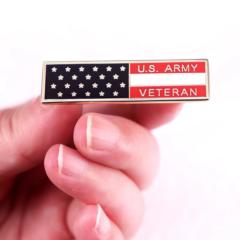 Army Veteran Badge Hard Enamel Pin Brooch