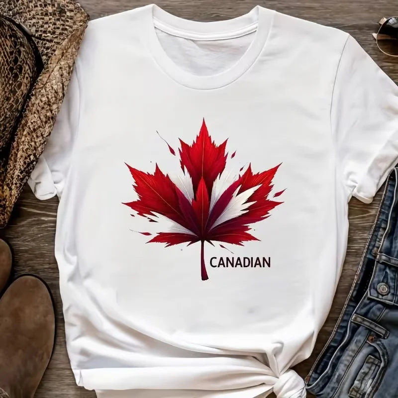 Canada Maple Leaf Print Short Sleeve T-shirt