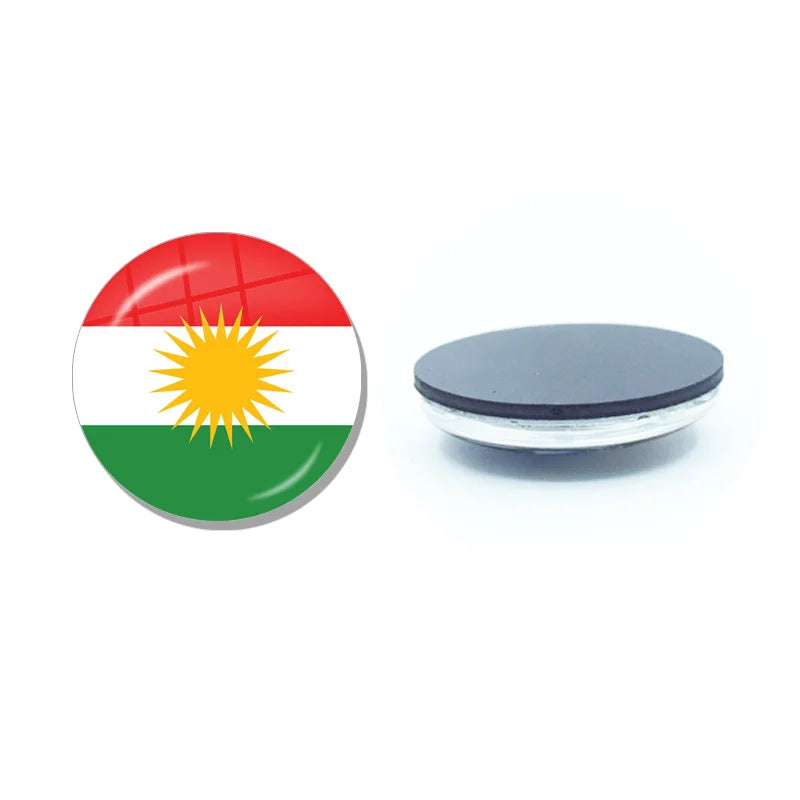 Kurdistan Flag Glass Pendant Keychain Jewelry Charm Bag Souvenir Key Ring