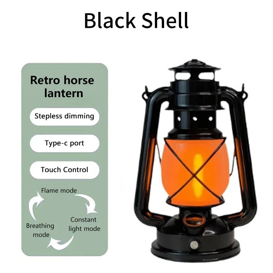 Retro Portable LED Horse Lantern Lamp Rechargeable