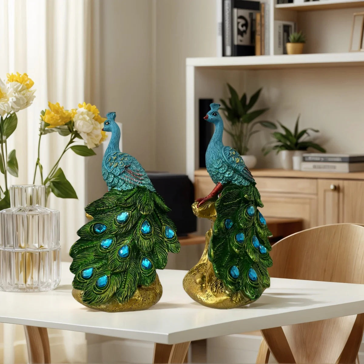 1 Piece of Artistic Peacock Resin Craft Sculpture
