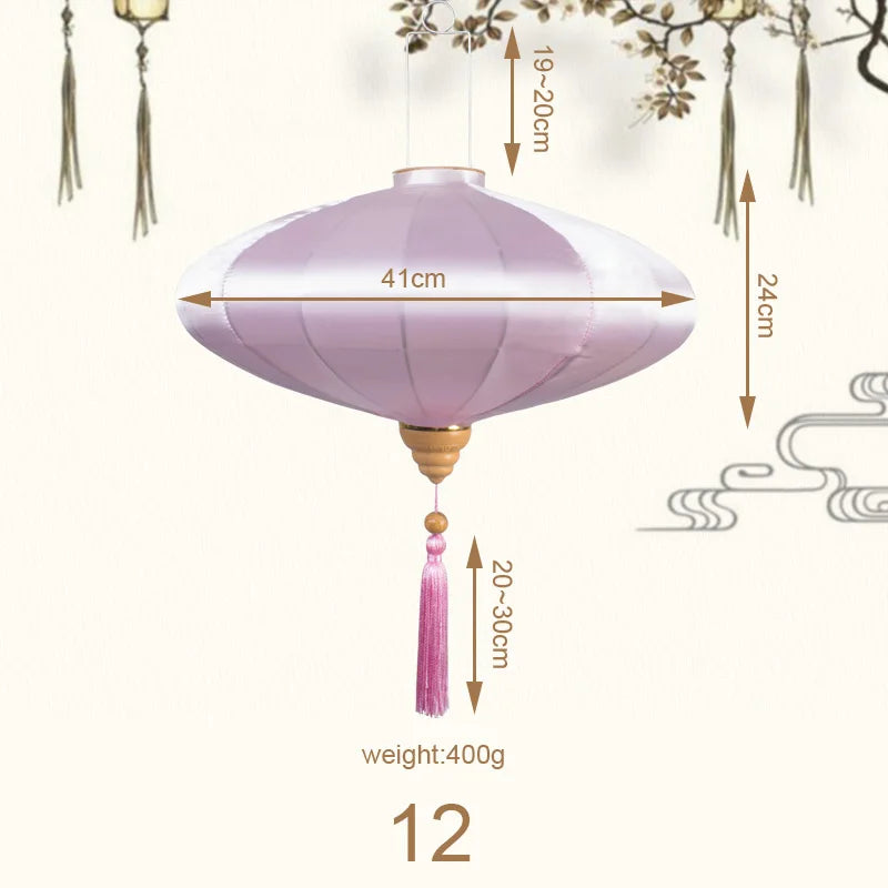 12/14inch Ancient Style Chinese Retro Silk Cloth Vietnam Palace Lantern Festival Decor