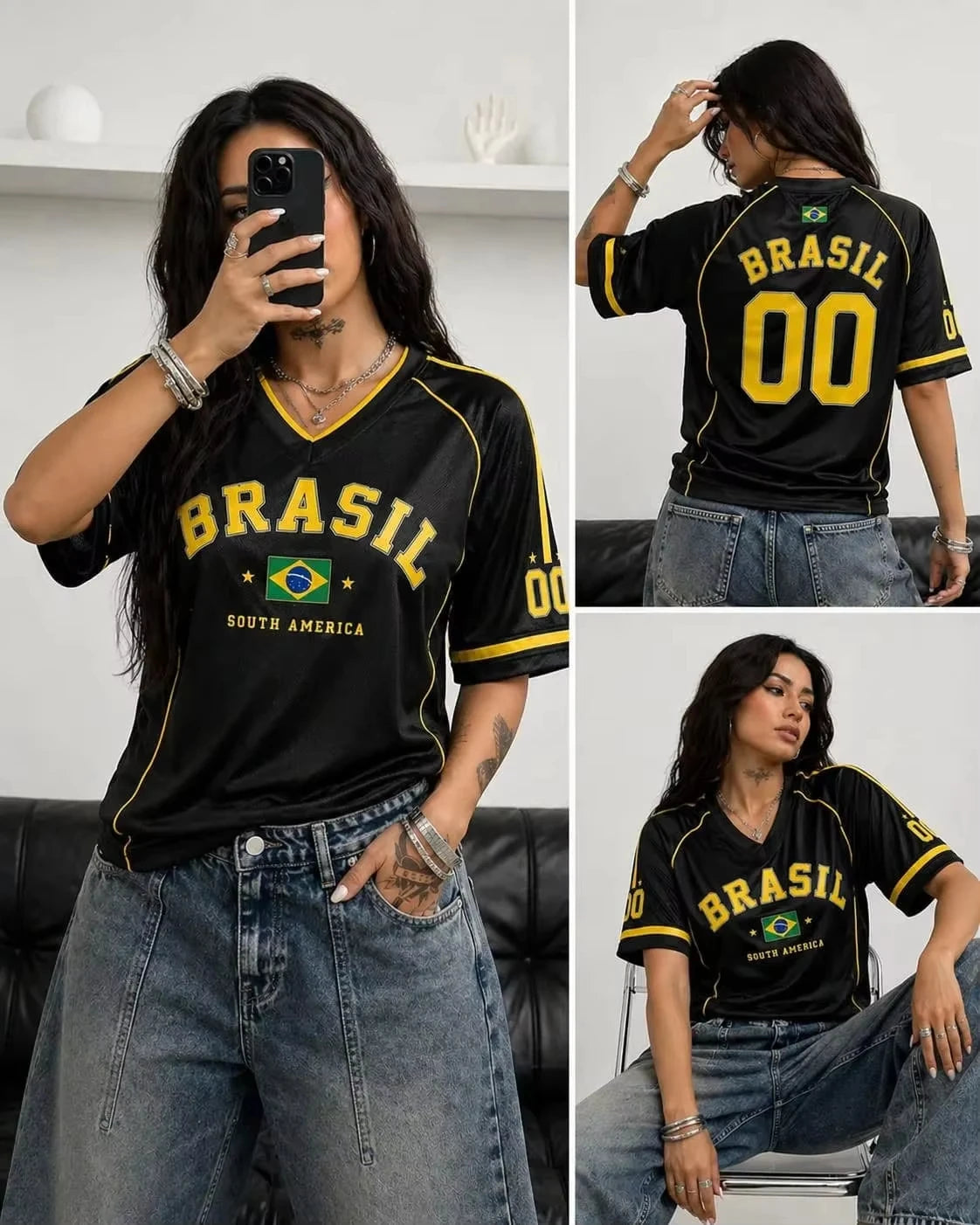 Men Women Brasil Soccer T Shirt