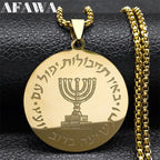 Hebrew Hanukkah Menorah Candles Jerusalem Necklace