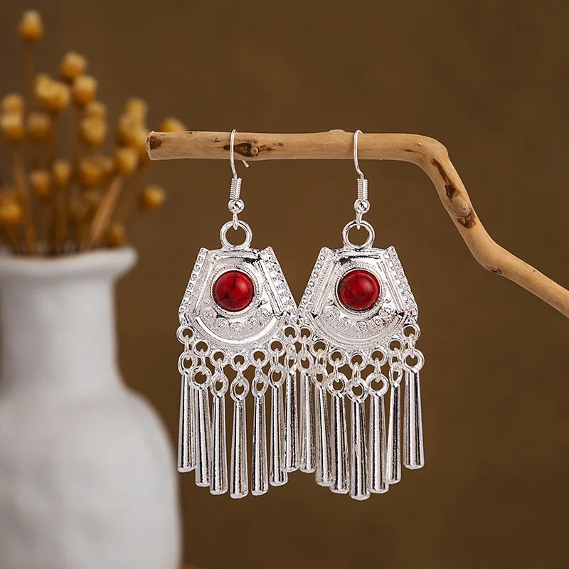 Ethnic Tibetan Silver Color Earrings