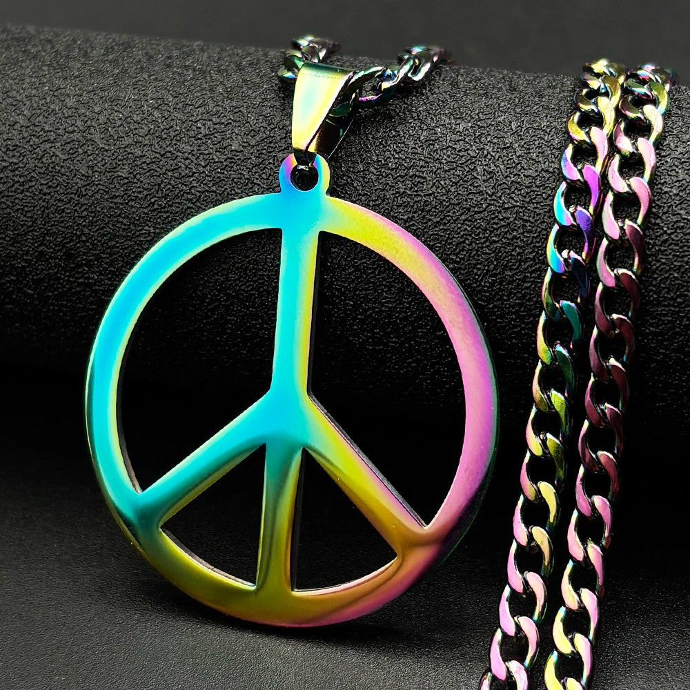 Peace Symbol Stainless Steel Chain Necklaces