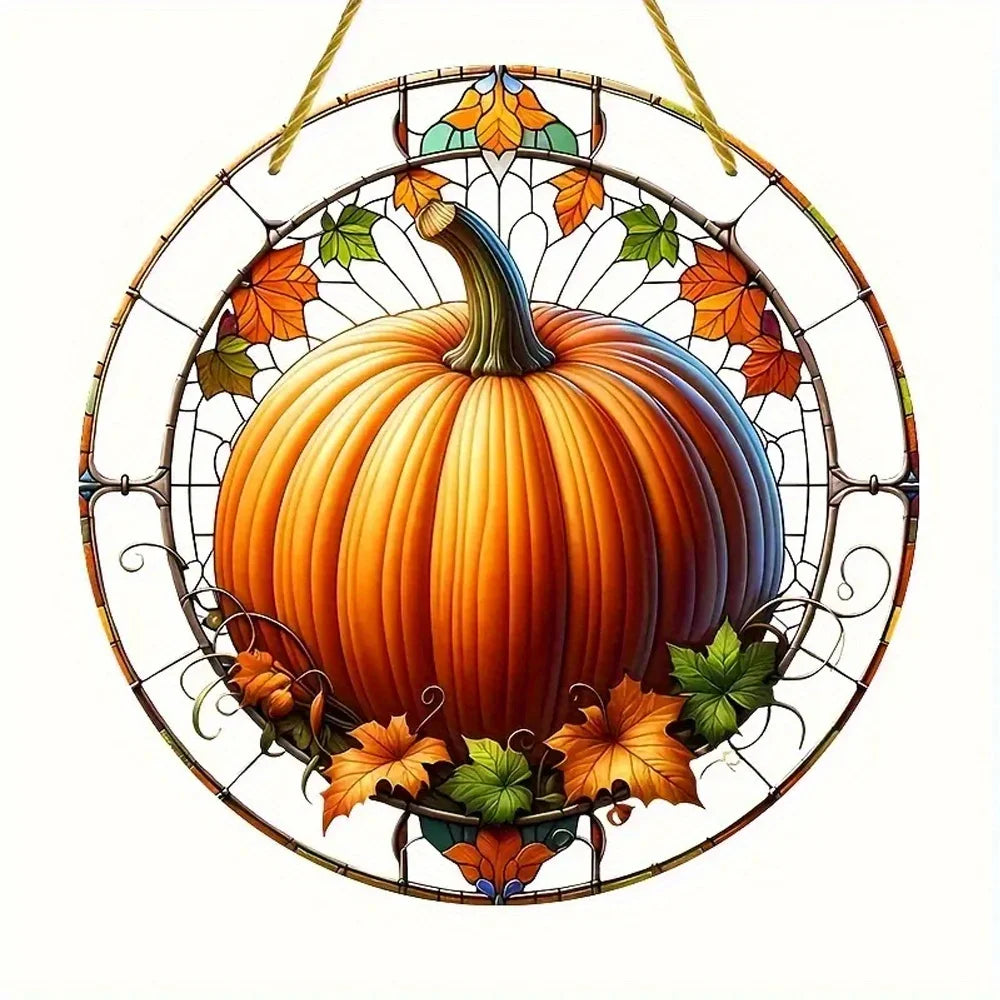 Vibrant Fall Pumpkin Acrylic Window Hanging Sun Catcher