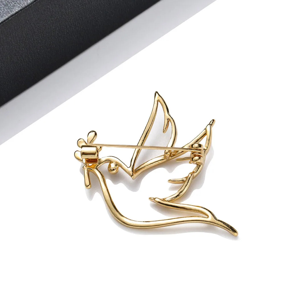 Simple Hollow Olive Branch Peace Dove