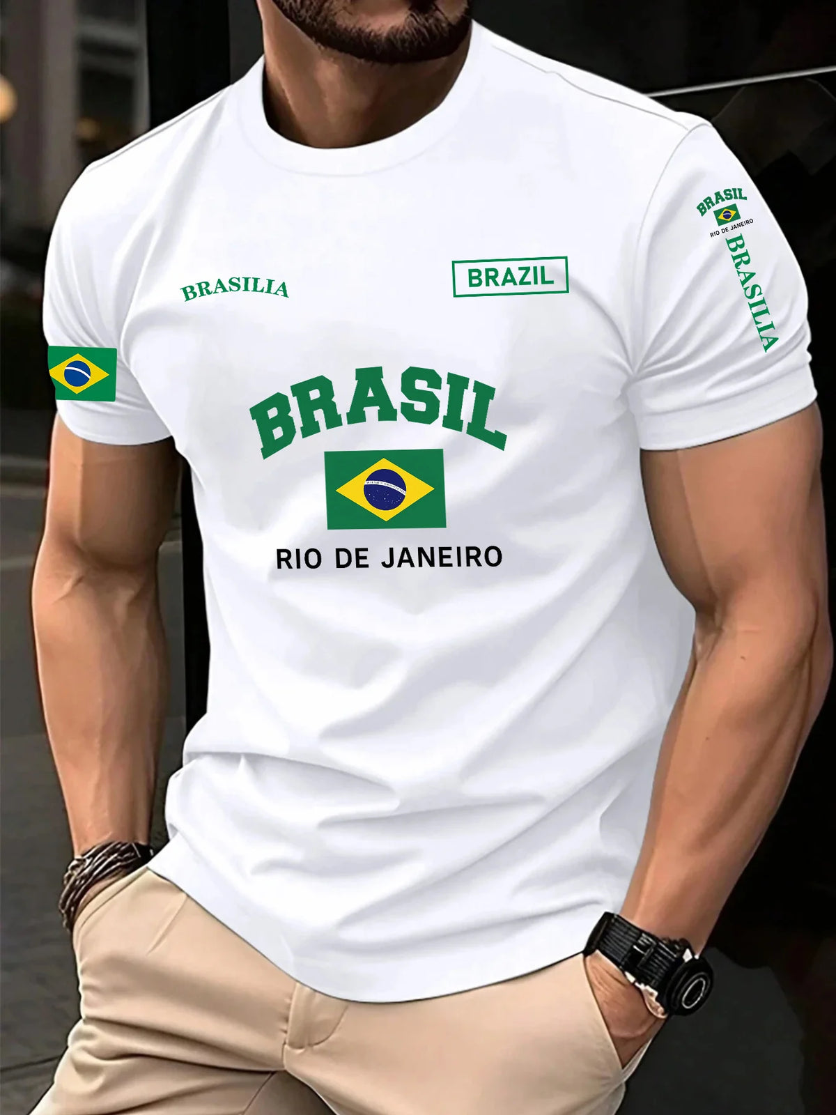 Brazilian Flag Print Tee Shirt