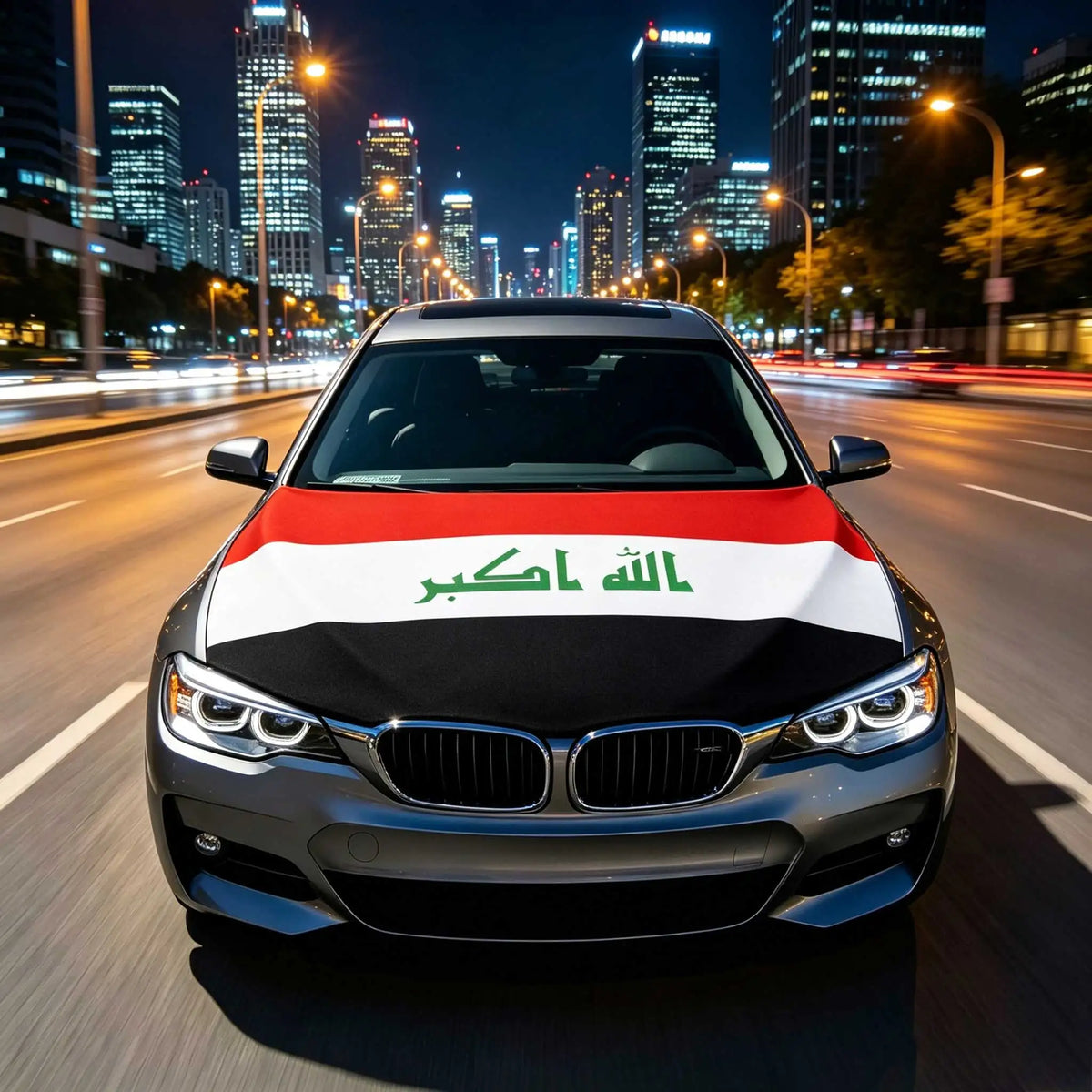National Iraq Flag Banner Car Hood Cover