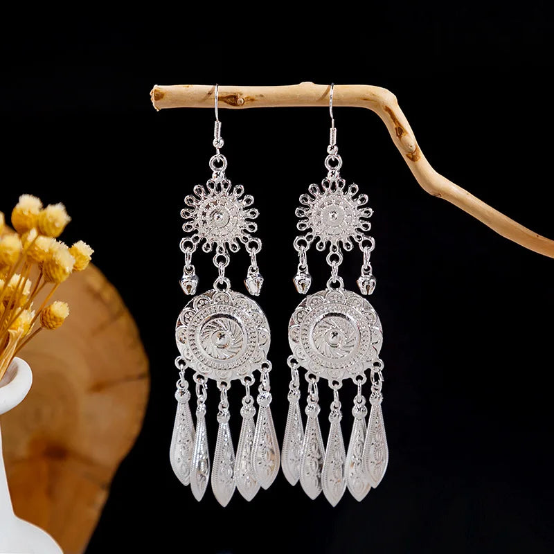 Ethnic Tibetan Silver Color Earrings