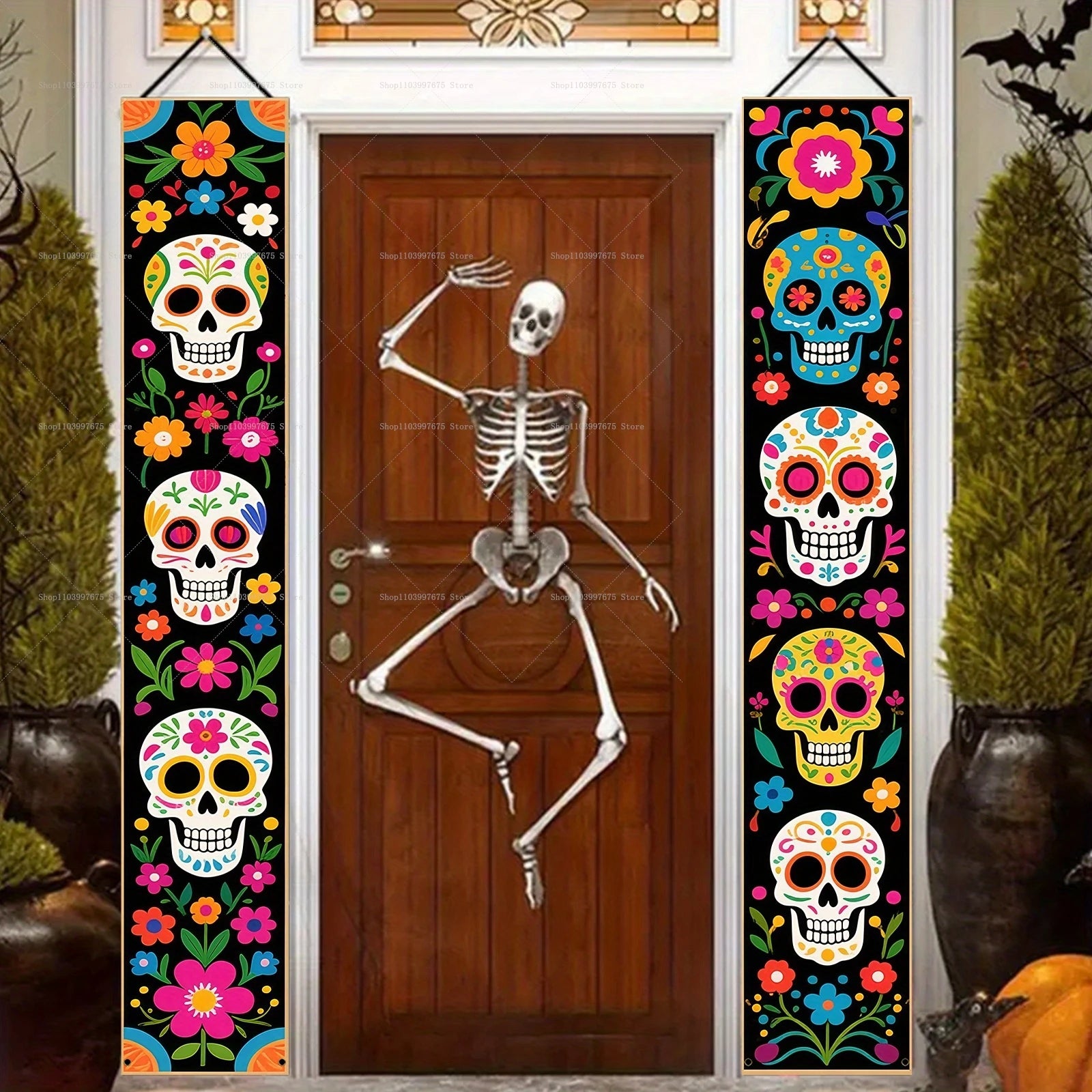 2PCS Mexican Day of The Dead Porch Sign