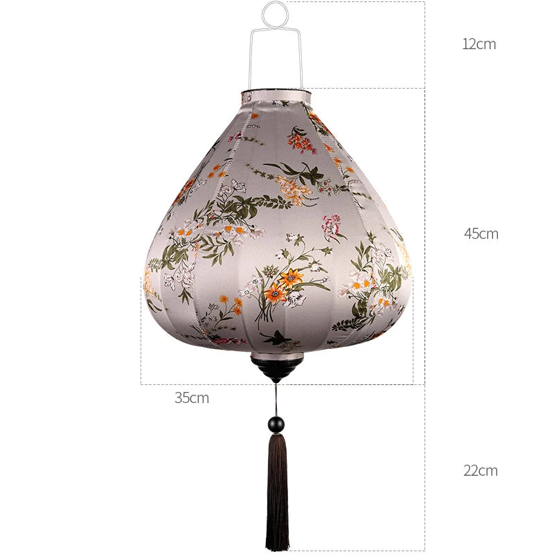 Chinese Silk Ancient Style Floral Hanging Lantern