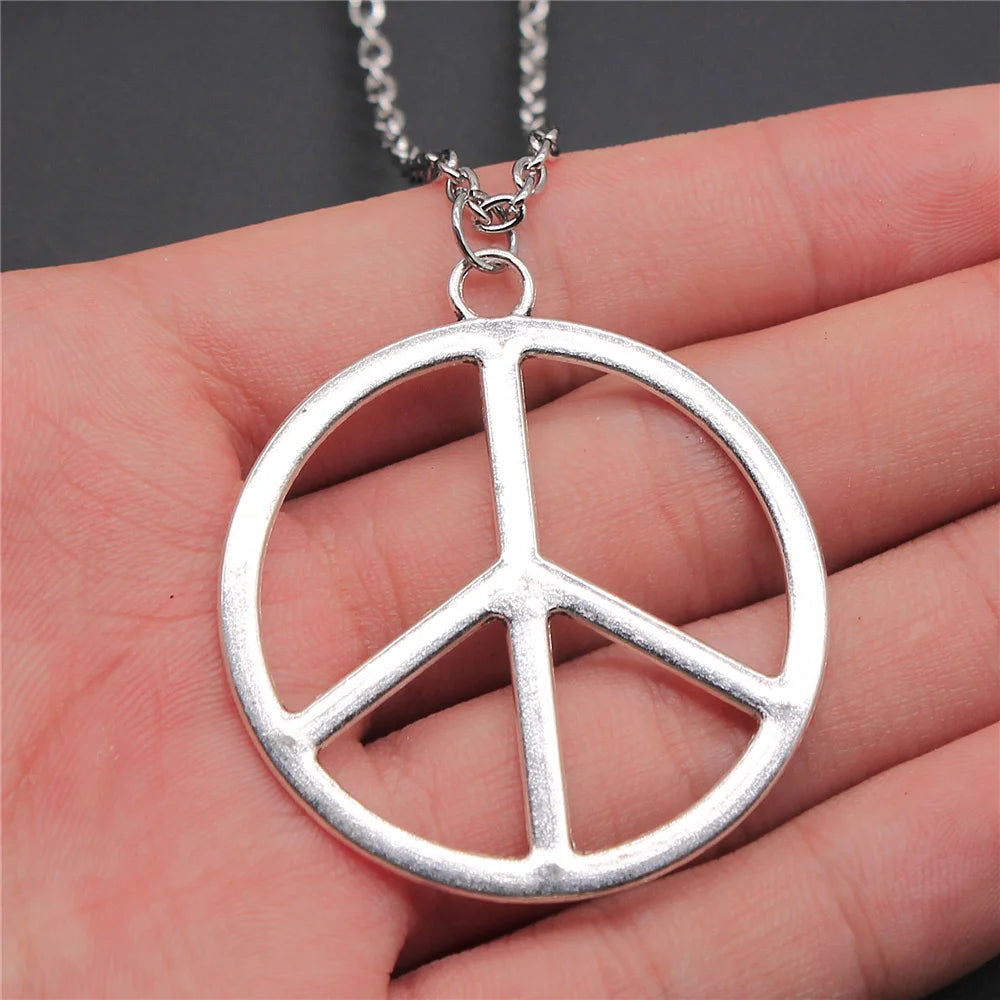 Big Peace Sign Pendant Necklace