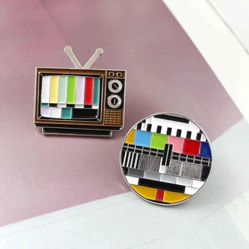 Vintage TV Pin No Signal Lapel Pin