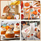 1 Roll 500Pcs Fall Hand Drawn Pumpkin Stickers