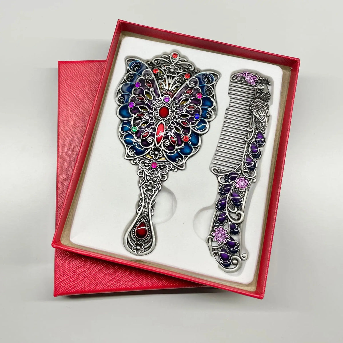 Peacock Opening Screen Handle Mirror