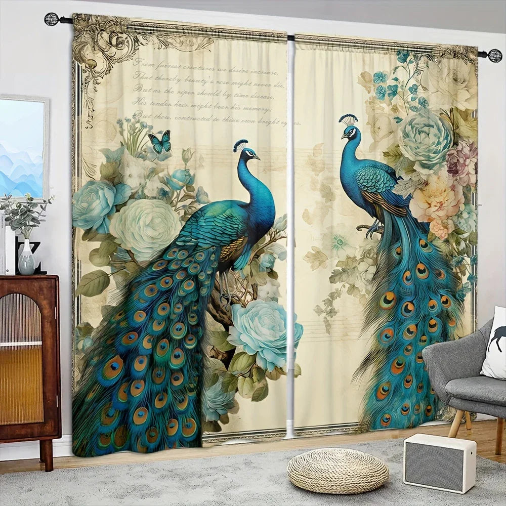 Peacock Style Printed Curtain